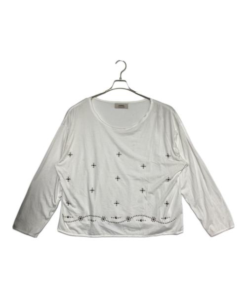 DAIRIKU（ダイリク）DAIRIKU (ダイリク) Waist Studs Wide-Neck Tee ホワイト サイズ:Lの古着・服飾アイテム