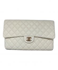 CHANEL（シャネル）の古着「キャビアスキン クラッチバッグ」｜ホワイト