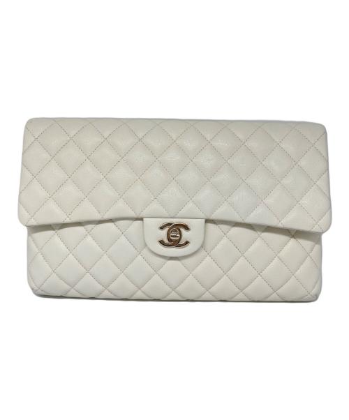 CHANEL（シャネル）CHANEL (シャネル) キャビアスキン クラッチバッグ ホワイトの古着・服飾アイテム