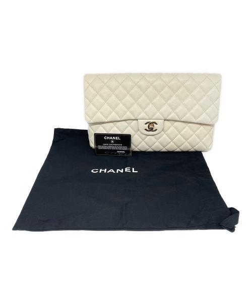 CHANEL（シャネル）CHANEL (シャネル) キャビアスキン クラッチバッグ ホワイトの古着・服飾アイテム