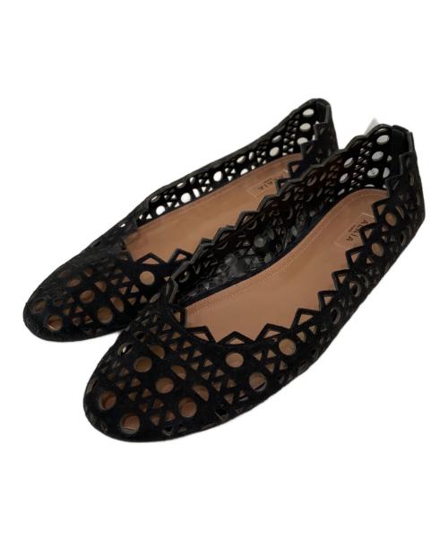 ALAIA（アライア）ALAIA (アライア) フラットレザーパンプス ブラック サイズ:37の古着・服飾アイテム