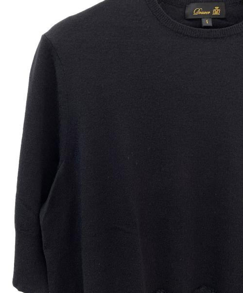 DRAWER（ドゥロワー）DRAWER (ドゥロワー) 半袖ニット ブラック サイズ:1の古着・服飾アイテム