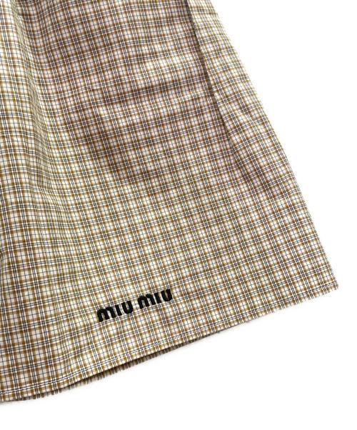 MIU MIU（ミュウミュウ）MIU MIU (ミュウミュウ) チェックスカート ベージュ サイズ:36の古着・服飾アイテム