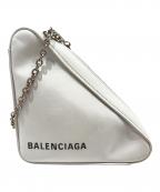 BALENCIAGAバレンシアガ）の古着「Triangle Logo Chain Shoulder Bag/トライアングルロゴチェーンショルダーバッグ」｜ホワイト