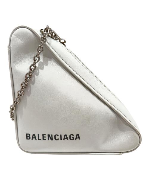 BALENCIAGA（バレンシアガ）BALENCIAGA (バレンシアガ) Triangle Logo Chain Shoulder Bag/トライアングルロゴチェーンショルダーバッグ ホワイトの古着・服飾アイテム