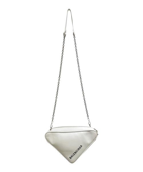 BALENCIAGA（バレンシアガ）BALENCIAGA (バレンシアガ) Triangle Logo Chain Shoulder Bag/トライアングルロゴチェーンショルダーバッグ ホワイトの古着・服飾アイテム