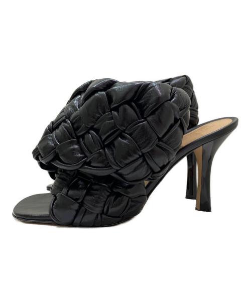BOTTEGA VENETA（ボッテガベネタ）BOTTEGA VENETA (ボッテガベネタ) イントレチャート クロスサンダル ブラック サイズ:38の古着・服飾アイテム