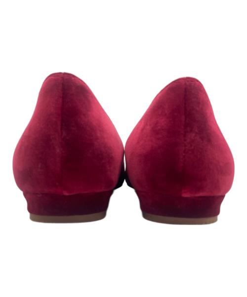 Manolo Blahnik（マノロブラニク）Manolo Blahnik (マノロブラニク) HANGISIFLAT ベルベット ビジューパンプス ボルドー サイズ:38の古着・服飾アイテム