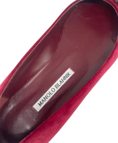 Manolo Blahnik（マノロブラニク）Manolo Blahnik (マノロブラニク) HANGISIFLAT ベルベット ビジューパンプス ボルドー サイズ:38の古着・服飾アイテム