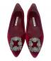 Manolo Blahnik (マノロブラニク) HANGISIFLAT ベルベット ビジューパンプス ボルドー サイズ:38：50000円