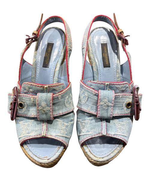 LOUIS VUITTON（ルイ ヴィトン）LOUIS VUITTON (ルイ ヴィトン) ウェッジソールサンダル スカイブルー サイズ:34の古着・服飾アイテム