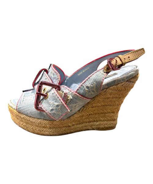 LOUIS VUITTON（ルイ ヴィトン）LOUIS VUITTON (ルイ ヴィトン) ウェッジソールサンダル スカイブルー サイズ:34の古着・服飾アイテム