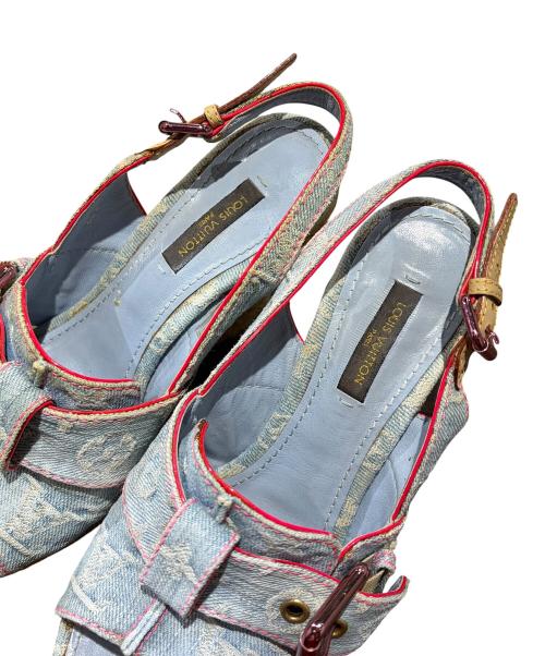 LOUIS VUITTON（ルイ ヴィトン）LOUIS VUITTON (ルイ ヴィトン) ウェッジソールサンダル スカイブルー サイズ:34の古着・服飾アイテム
