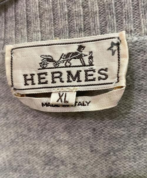 HERMES（エルメス）HERMES (エルメス) カシミヤ混ハーフジップニット/Cashmere Blend Half-Zip Knit Sweater ライトグレー サイズ:XLの古着・服飾アイテム