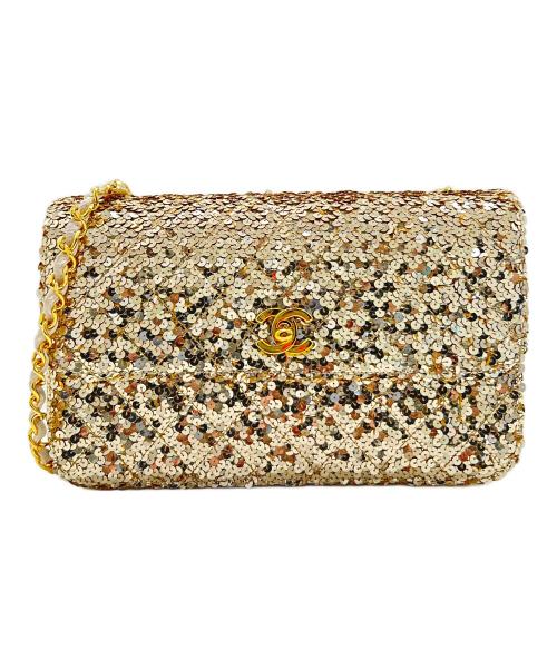 CHANEL（シャネル）CHANEL (シャネル) Sequin Chain Shoulder Bag/スパンコールチェーンショルダーバッグ ゴールド サイズ:25の古着・服飾アイテム