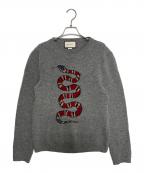 GUCCIグッチ）の古着「Kingsnake Wool Knit Sweater」｜ライトグレー