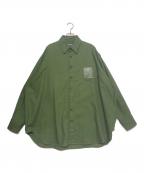 RAF SIMONSラフシモンズ）の古着「R PIN OVERSIZED DENIM SHIRT」｜カーキ