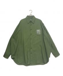 RAF SIMONS（ラフシモンズ）の古着「R PIN OVERSIZED DENIM SHIRT」｜カーキ