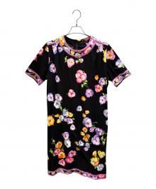 LEONARD FASHION（レオナールファッション）の古着「花柄カットソーワンピース」｜ブラック