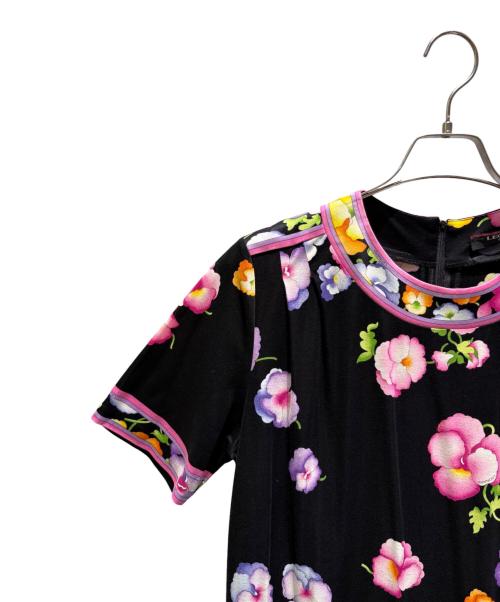 LEONARD FASHION（レオナールファッション）LEONARD FASHION (レオナールファッション) 花柄カットソーワンピース ブラック サイズ:LLの古着・服飾アイテム