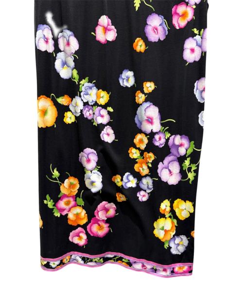 LEONARD FASHION（レオナールファッション）LEONARD FASHION (レオナールファッション) 花柄カットソーワンピース ブラック サイズ:LLの古着・服飾アイテム