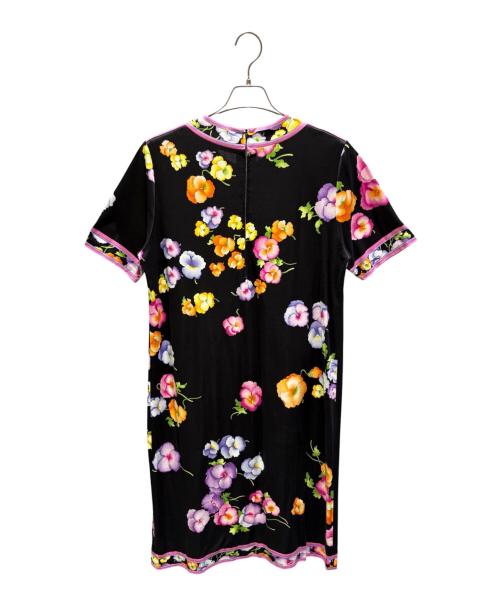 LEONARD FASHION（レオナールファッション）LEONARD FASHION (レオナールファッション) 花柄カットソーワンピース ブラック サイズ:LLの古着・服飾アイテム
