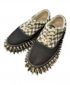 doubletダブレット）の古着「DIRTY SPIKE CANVAS SNEAKER」｜ブラック×ホワイト