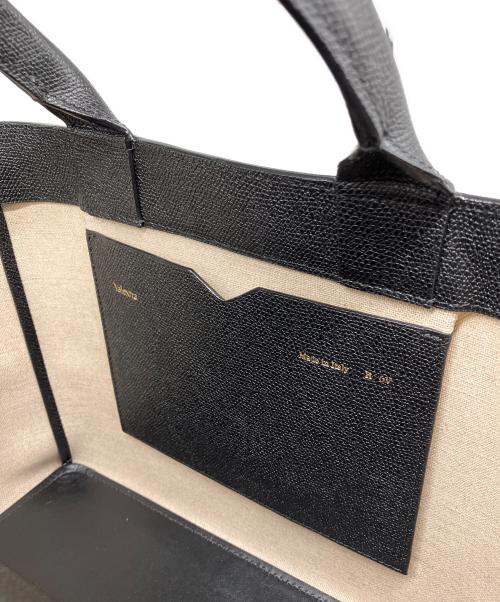 Valextra（ヴァレクストラ）Valextra (ヴァレクストラ) ショッピングバッグ ミニ キャンバス ブラック×ライトグレーの古着・服飾アイテム