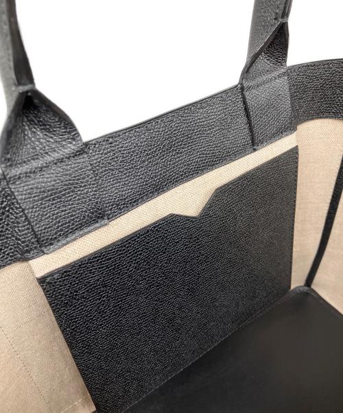 Valextra（ヴァレクストラ）Valextra (ヴァレクストラ) ショッピングバッグ ミニ キャンバス ブラック×ライトグレーの古着・服飾アイテム