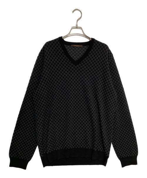 LOUIS VUITTON（ルイ ヴィトン）LOUIS VUITTON (ルイ ヴィトン) Vネックニット ライトグレー×ブラック サイズ:XXLの古着・服飾アイテム