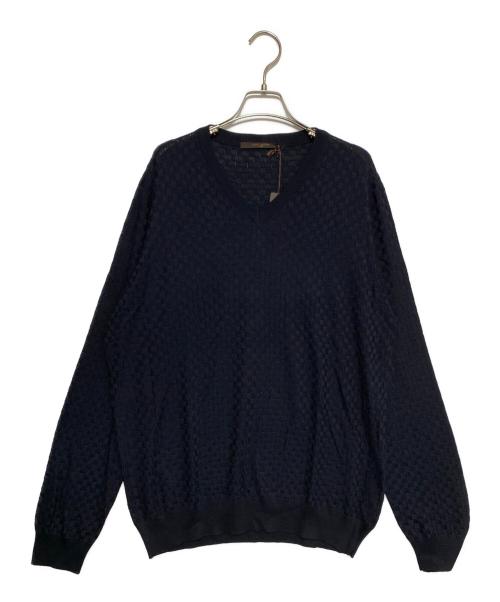 LOUIS VUITTON（ルイ ヴィトン）LOUIS VUITTON (ルイ ヴィトン) シルクVネックニット ネイビー サイズ:XLの古着・服飾アイテム