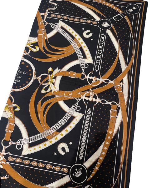 HERMES（エルメス）HERMES (エルメス) 23SS Carré140 La Promenade du Matin Bandana カレジェアン140 朝の散歩 ブラック サイズ:140の古着・服飾アイテム