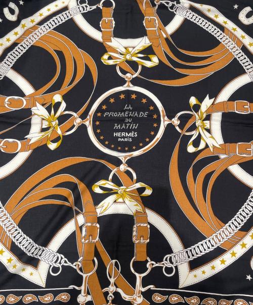 HERMES（エルメス）HERMES (エルメス) 23SS Carré140 La Promenade du Matin Bandana カレジェアン140 朝の散歩 ブラック サイズ:140の古着・服飾アイテム