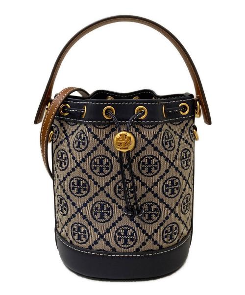 TORY BURCH（トリーバーチ）TORY BURCH (トリーバーチ) モノグラムジャガードバケットバッグ ネイビーの古着・服飾アイテム