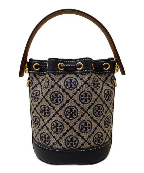 TORY BURCH（トリーバーチ）TORY BURCH (トリーバーチ) モノグラムジャガードバケットバッグ ネイビーの古着・服飾アイテム
