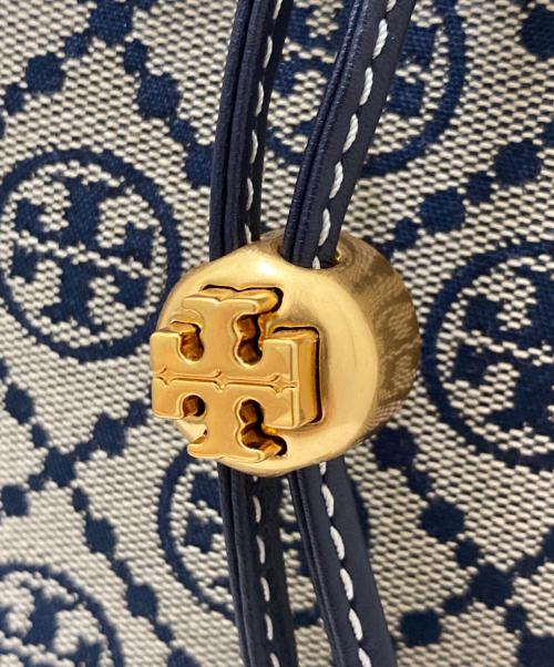 TORY BURCH（トリーバーチ）TORY BURCH (トリーバーチ) モノグラムジャガードバケットバッグ ネイビーの古着・服飾アイテム