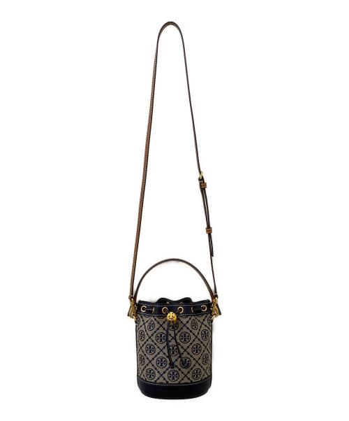 TORY BURCH（トリーバーチ）TORY BURCH (トリーバーチ) モノグラムジャガードバケットバッグ ネイビーの古着・服飾アイテム