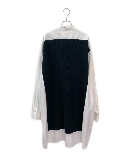 Martin Margiela1（マルタンマルジェラ1）Martin Margiela1 (マルタンマルジェラ1) パネル長袖シャツドレス ニットシャツ グリーン×ホワイト サイズ:XSの古着・服飾アイテム