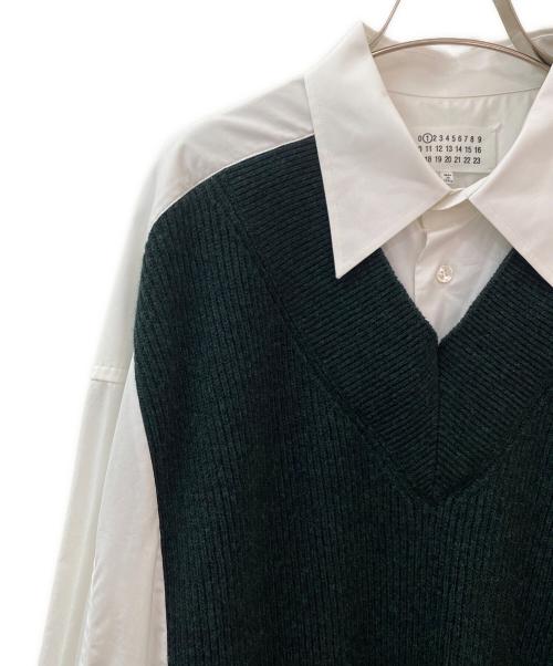 Martin Margiela1（マルタンマルジェラ1）Martin Margiela1 (マルタンマルジェラ1) パネル長袖シャツドレス ニットシャツ グリーン×ホワイト サイズ:XSの古着・服飾アイテム