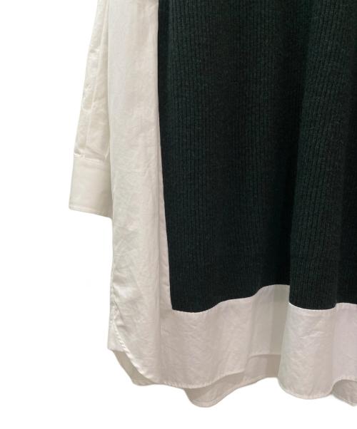 Martin Margiela1（マルタンマルジェラ1）Martin Margiela1 (マルタンマルジェラ1) パネル長袖シャツドレス ニットシャツ グリーン×ホワイト サイズ:XSの古着・服飾アイテム