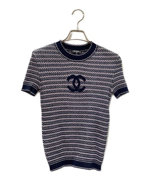 CHANEL（シャネル）CHANEL (シャネル) ココマーク カットソー ネイビー×ピンク サイズ:36の古着・服飾アイテム