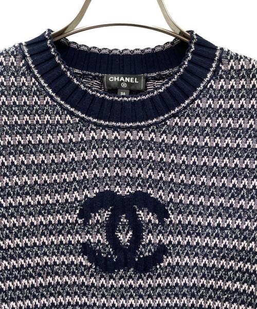 CHANEL（シャネル）CHANEL (シャネル) ココマーク カットソー ネイビー×ピンク サイズ:36の古着・服飾アイテム