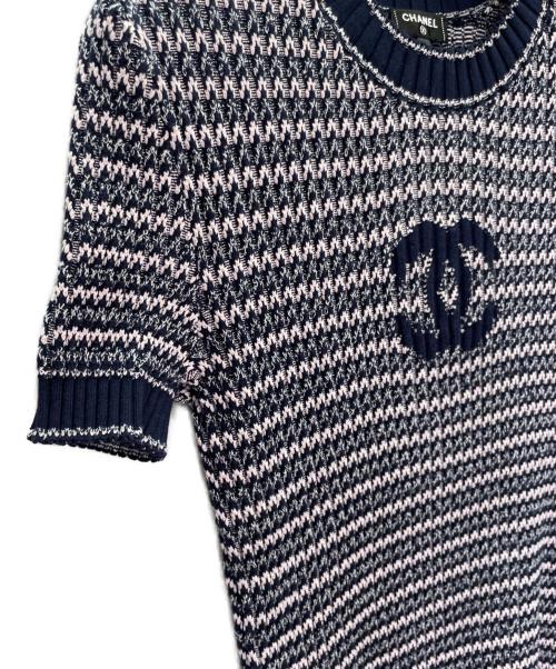 CHANEL（シャネル）CHANEL (シャネル) ココマーク カットソー ネイビー×ピンク サイズ:36の古着・服飾アイテム