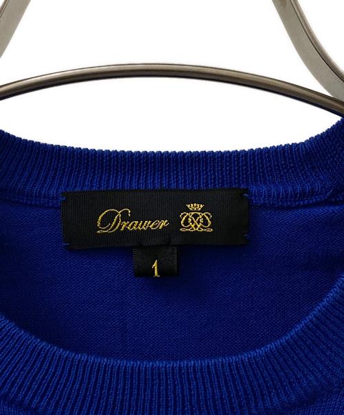 DRAWER（ドゥロワー）DRAWER (ドゥロワー) 16Gコットンクルーネックニット ブルー サイズ:1の古着・服飾アイテム
