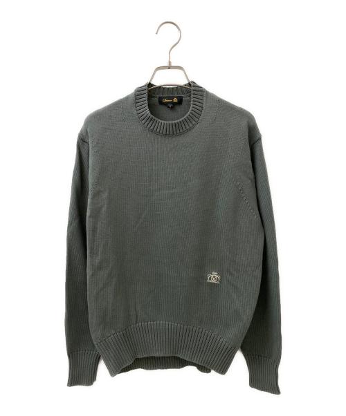 DRAWER（ドゥロワー）DRAWER (ドゥロワー) 9G コットン クルーネック ニット プルオーバー グリーン サイズ:1の古着・服飾アイテム