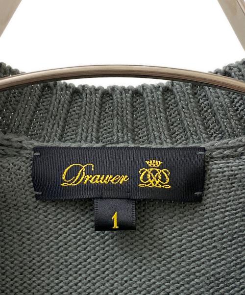 DRAWER（ドゥロワー）DRAWER (ドゥロワー) 9G コットン クルーネック ニット プルオーバー グリーン サイズ:1の古着・服飾アイテム