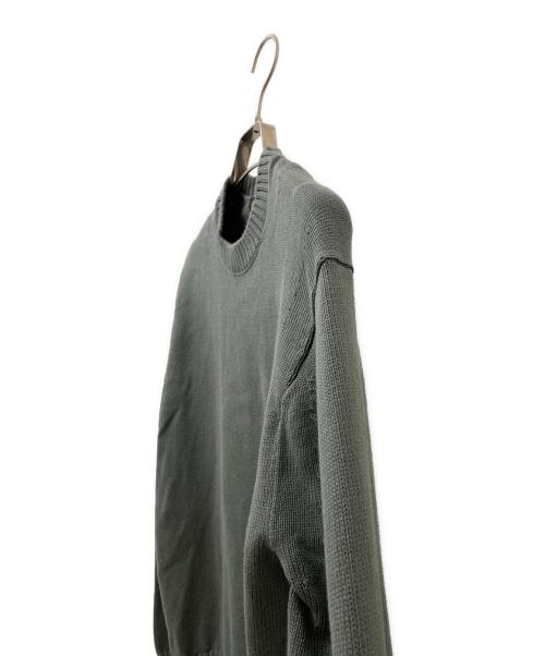 DRAWER（ドゥロワー）DRAWER (ドゥロワー) 9G コットン クルーネック ニット プルオーバー グリーン サイズ:1の古着・服飾アイテム