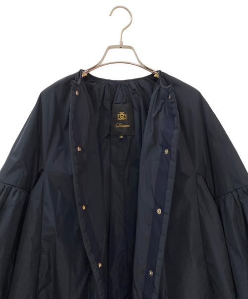 DRAWER（ドゥロワー）DRAWER (ドゥロワー) ノーカラー コットンナイロンジャケット ネイビー サイズ:36の古着・服飾アイテム