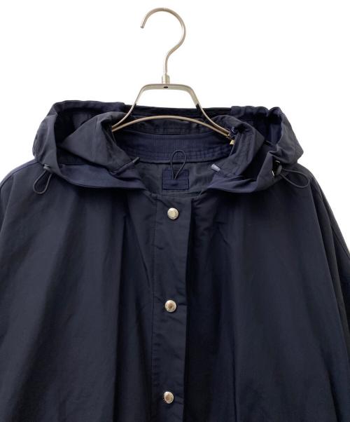 DRAWER（ドゥロワー）DRAWER (ドゥロワー) ノーカラー タフタ ギャザー スリーブ コート ネイビー サイズ:36の古着・服飾アイテム