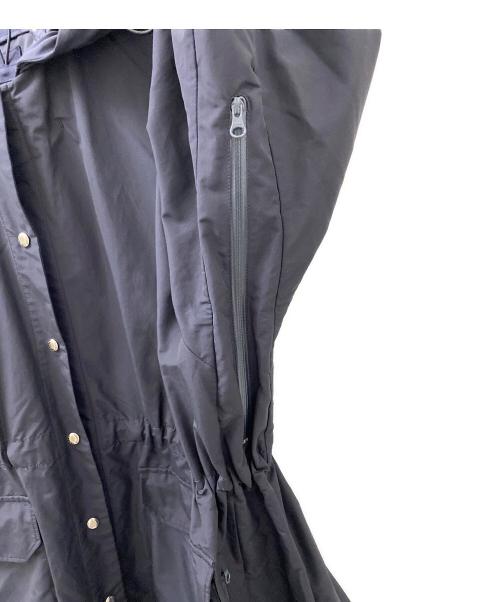 DRAWER（ドゥロワー）DRAWER (ドゥロワー) ノーカラー タフタ ギャザー スリーブ コート ネイビー サイズ:36の古着・服飾アイテム